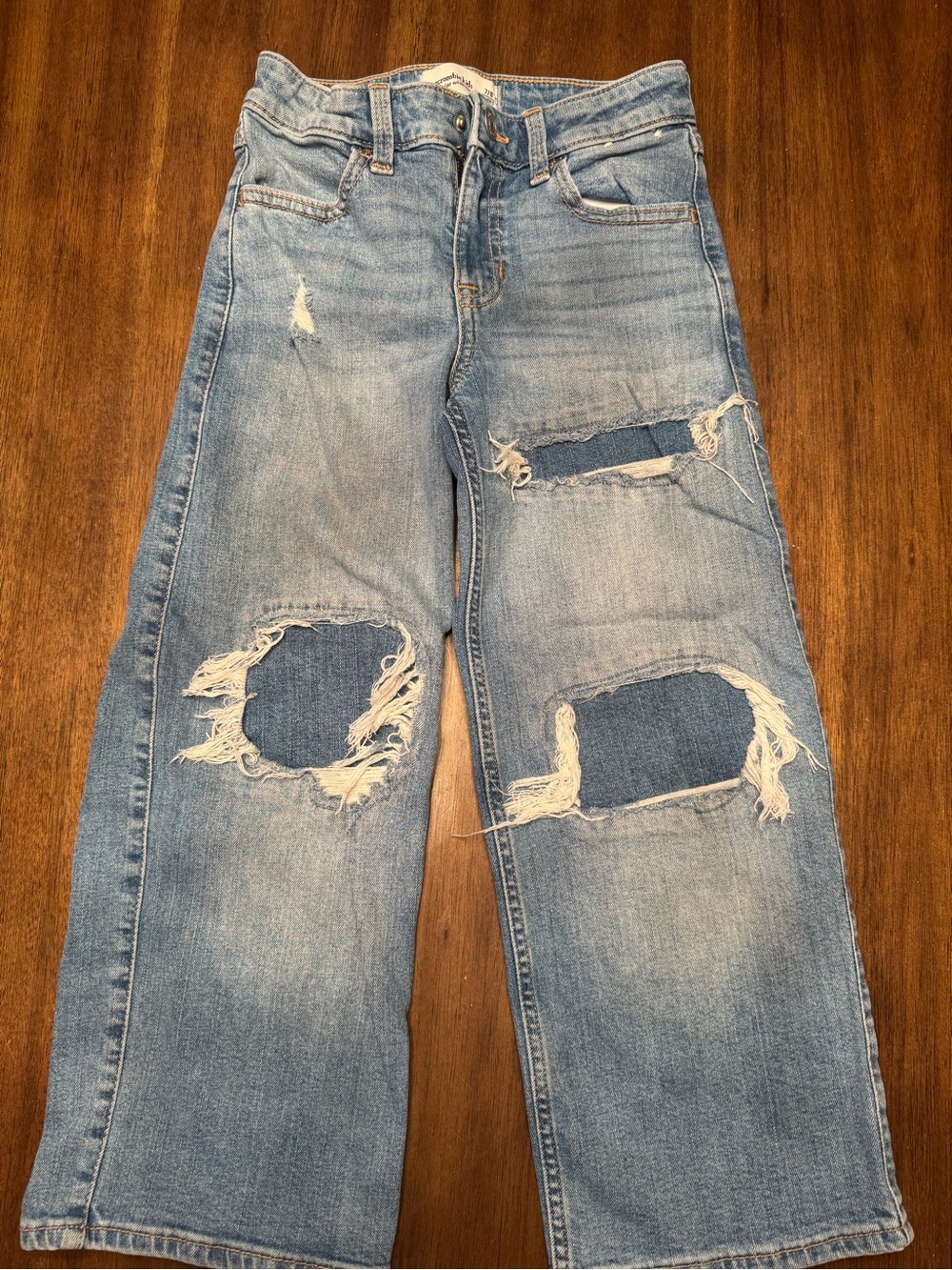 abercrombie kids light blue distressed jeans